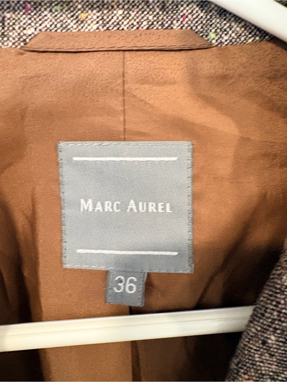 Marc Aurel Tweed Wool Blend Blazer Jacket Utility Style EU 36 US 4-6 - Picture 9 of 15